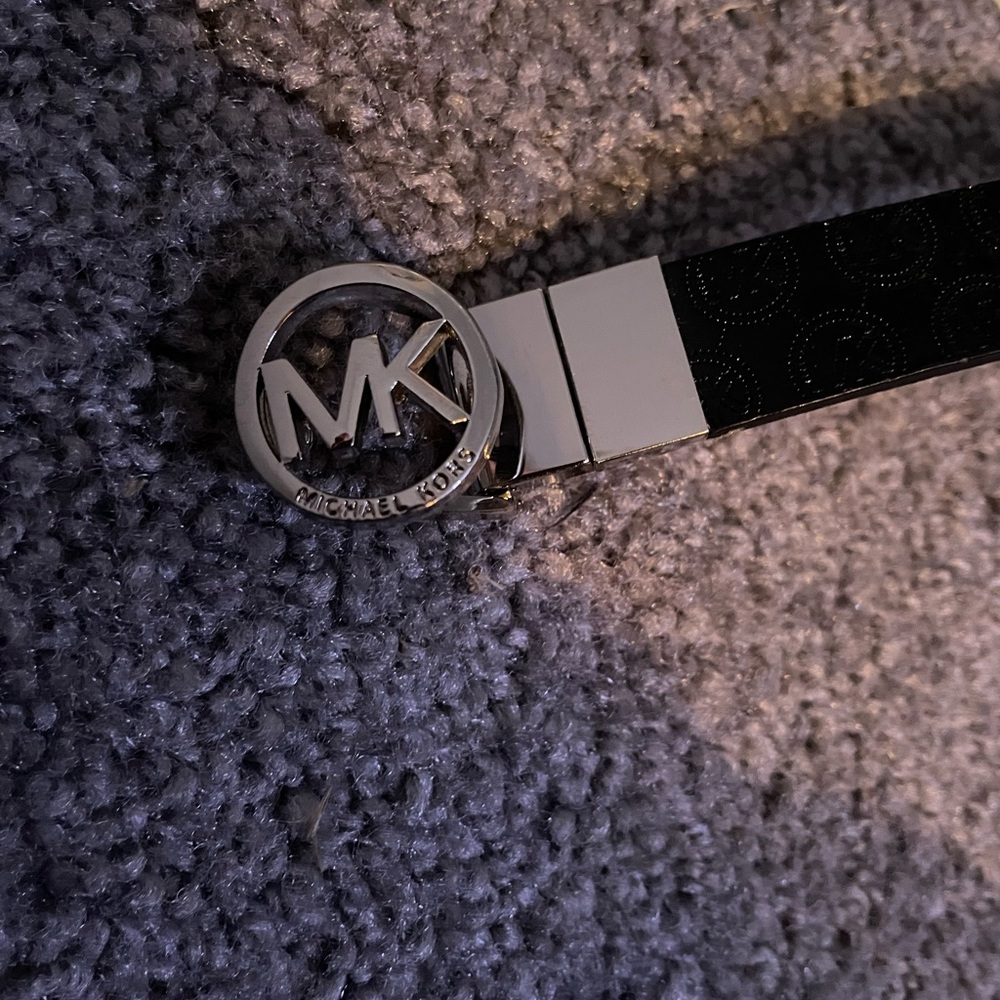 Michael Kors Black and Silver Belt with MK Logo